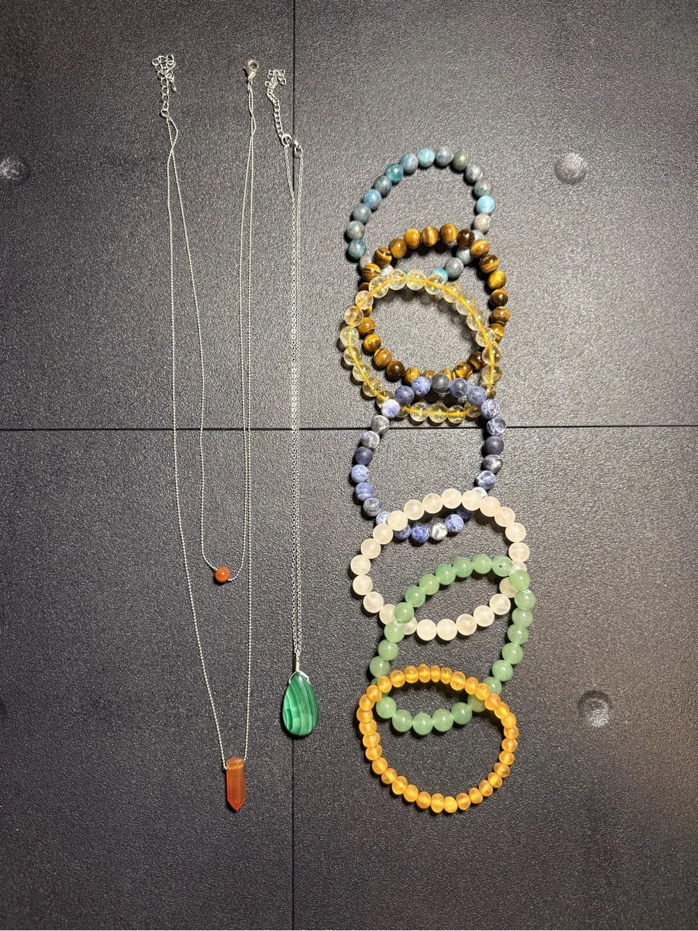 Natural Stone Beaded Bracelets and Pendant Necklaces